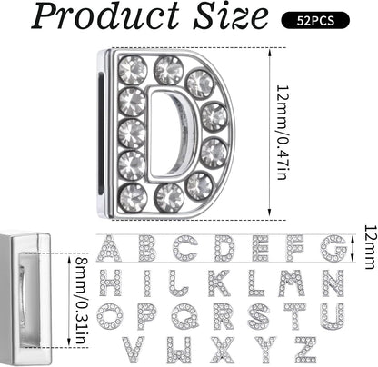 52Pcs A-Z Rhinestone Letter Charms for Bracelet,Alphabet Junk Case Charms for Jewelry Making Alphabet Beads DIY Bracelet Charm Supplies