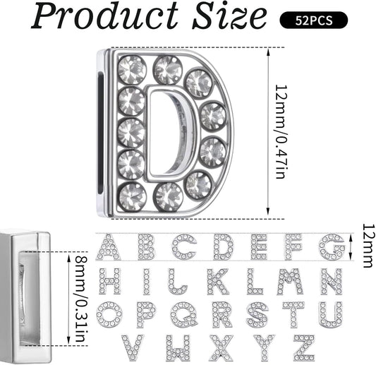 52Pcs A-Z Rhinestone Letter Charms for Bracelet,Alphabet Junk Case Charms for Jewelry Making Alphabet Beads DIY Bracelet Charm Supplies
