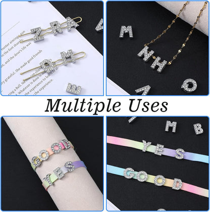 52Pcs A-Z Rhinestone Letter Charms for Bracelet,Alphabet Junk Case Charms for Jewelry Making Alphabet Beads DIY Bracelet Charm Supplies