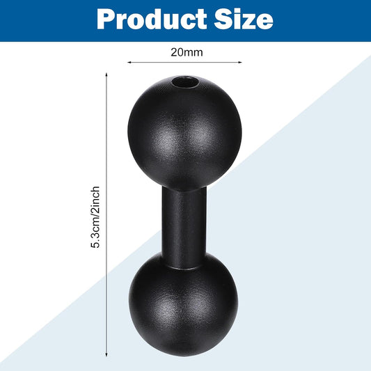 20mm to 20mm Ball Mount Arm, Black Aluminum Alloy Ball Adapter Double Balls Mount Extension Connector for Secure Attachment for Mounting Arm with 20 mm Connections Compatible with 20 mm Mounting Arms.