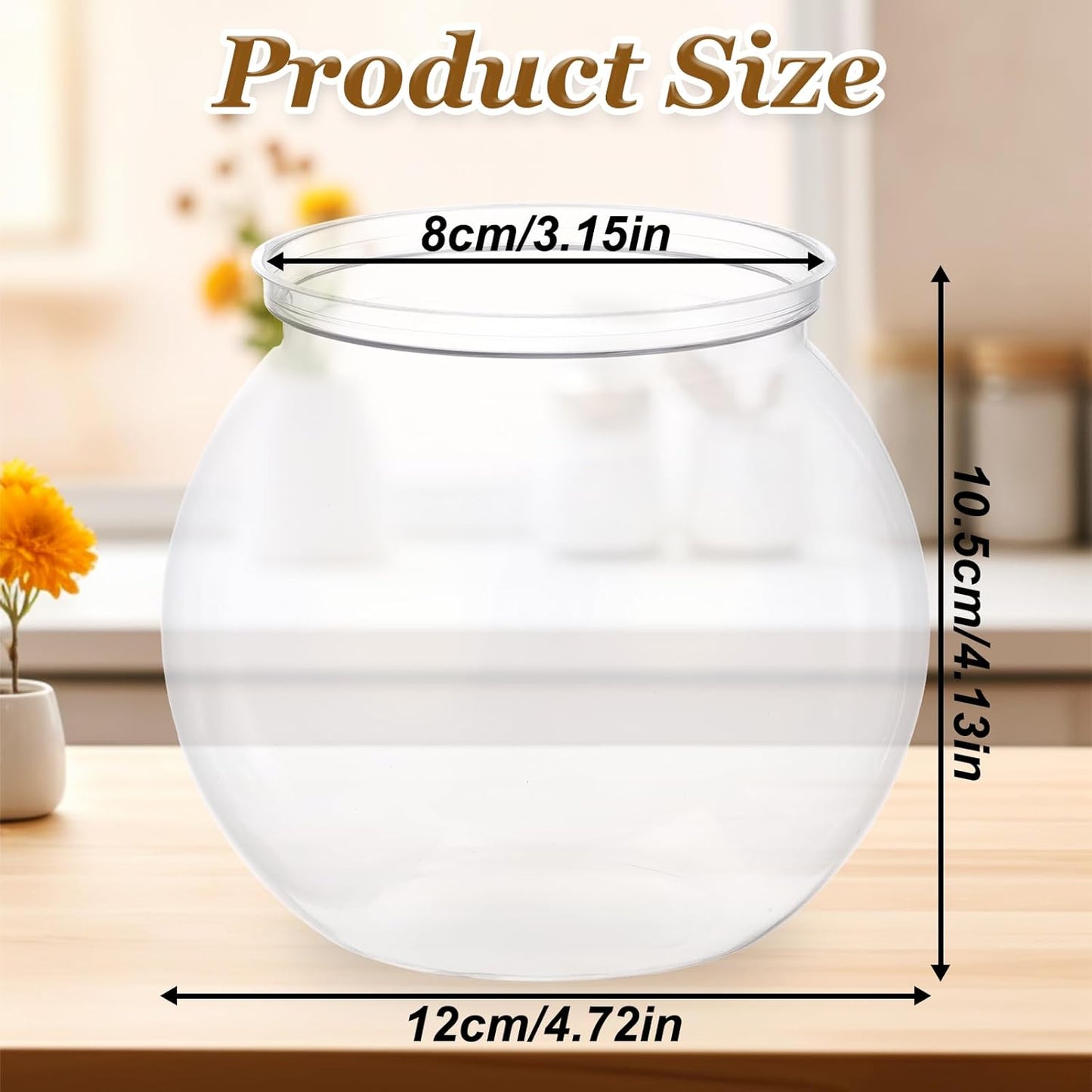 Mini Plastic Fish Bowl 27 oz Decorative Small Fishbowl, Aquarium Fish Bowls Unbreakable Heavy Duty Bowl for Centerpiece Vases, Party Decorations, Pack of 1