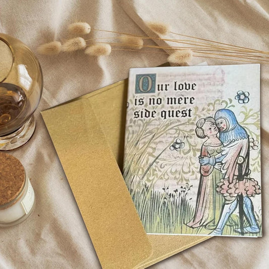 Medieval Valentine's Cards, Funny Medieval Love Car with Handwritten Manuscript Art, Valentine's Card with Chivalry Meets for Couples & Medieval Art Enthusiasts (6pcs)