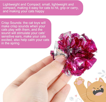 Vin Beauty 30 Pcs Cat Crinkle Balls Toy 2.36 Inch Interactive Crinkle Balls for Cats, Colorful Chew and Chase Training Activity Cat Toys for Indoor Kittens to Keep Fit Active