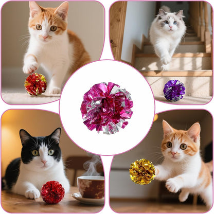 Vin Beauty 30 Pcs Cat Crinkle Balls Toy 2.36 Inch Interactive Crinkle Balls for Cats, Colorful Chew and Chase Training Activity Cat Toys for Indoor Kittens to Keep Fit Active