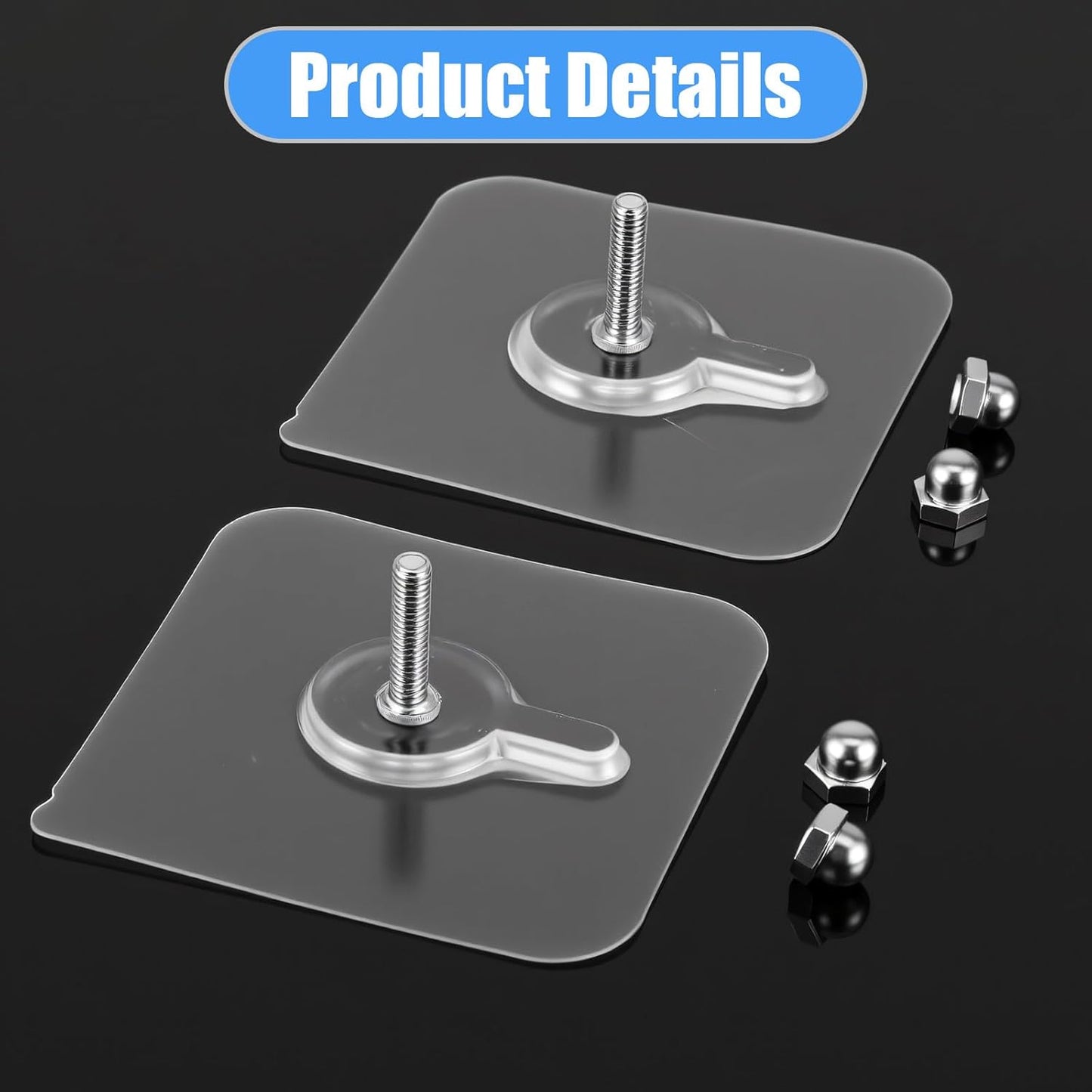 20 PCS Quick Stick Studs for Hanging Adhesive Wall Hooks Wall Hangers Self Adhesive Hooks Without Nails Screw Free Sticker, Seamless Screws for Mount, Reusable for Kitchen, Bathroom, Home, Office