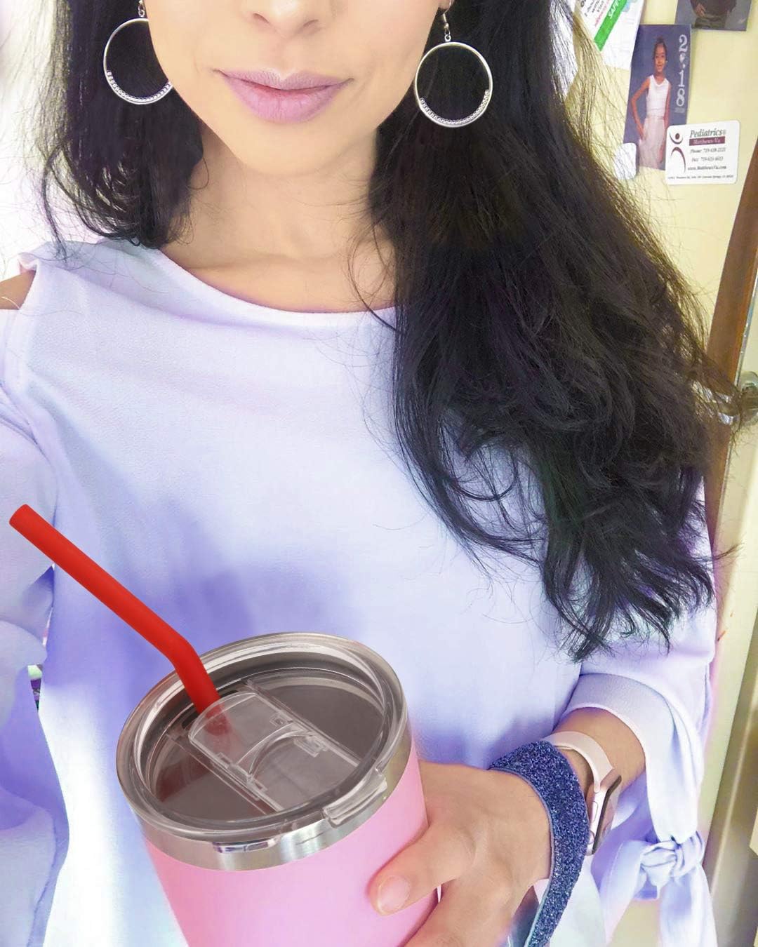 Reusable Silicone Straws, Long Flexible Silicone Drinking Straws with Cleaning Brushes for 30 oz Tumblers - 10 Pieces - BPA-Free - No Rubber Taste