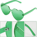 Maxdot 2 Pieces Heart Shape Rimless Sunglasses Transparent Candy Color Frameless Glasses Love Eyewear.