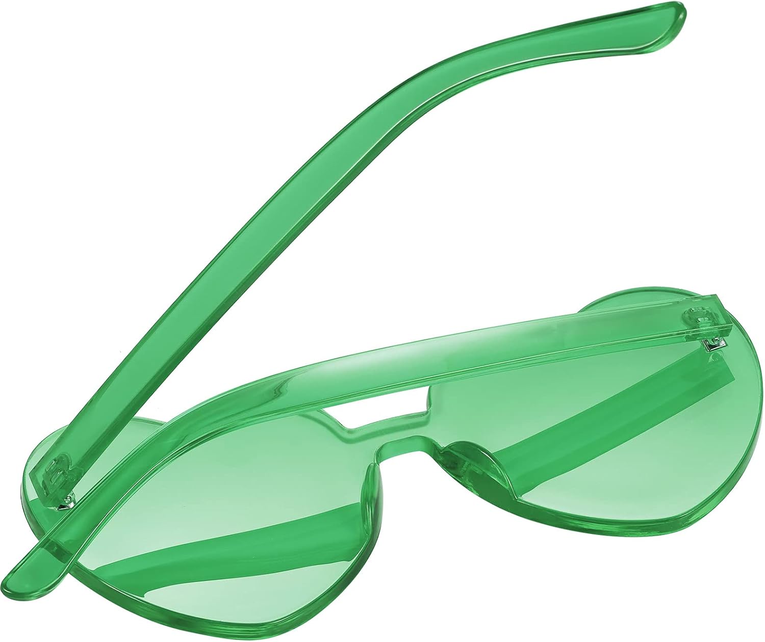 Maxdot 2 Pieces Heart Shape Rimless Sunglasses Transparent Candy Color Frameless Glasses Love Eyewear.