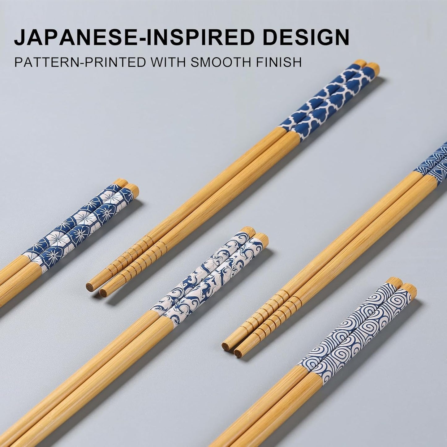 10 Pairs Reusable Bamboo Chopsticks, Japanese Style Natural Bamboo Wooden Chopstick Classic Style Chop Stick 8.8 Inch