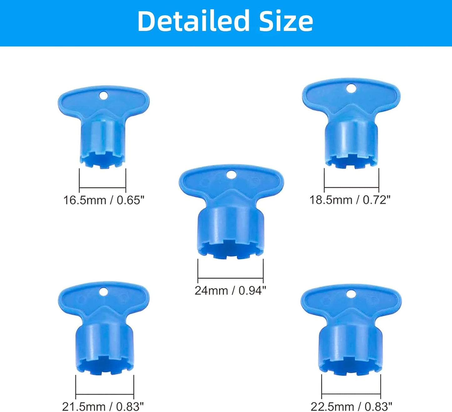10 Pieces Faucet Aerator Key, Aerator Wrench with a Ring for Easy Storage Removal Wrench Tool for M16.5 M18.5 M21.5 M22.5 M24 5 Set (Pack of 2)