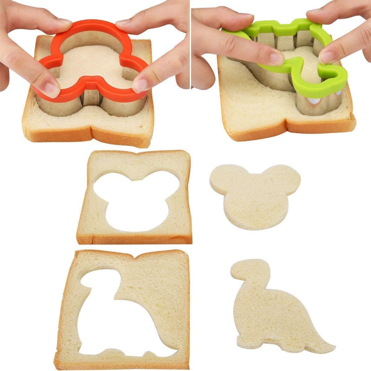 Sandwich Cutter Set Fruit Cutters Bread Cutout Shapes for Kids Lunch Butterfly Dinosaur Unicorn Mousehead Food Shaped Cookie Cutters 13 Pack for Baking and Food Tools Accessories