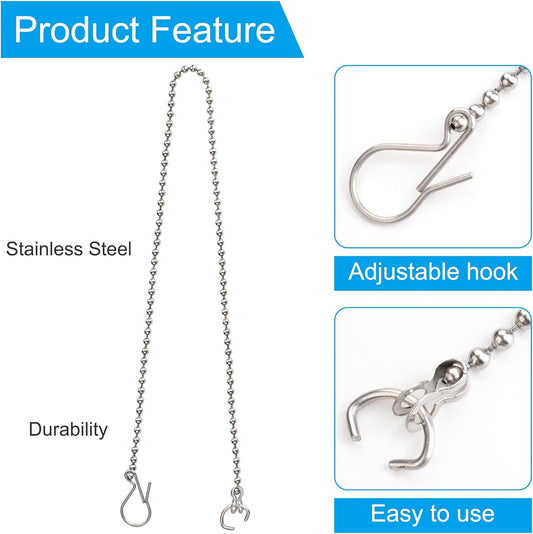 3 Pack Universal Toilet Flapper Chain Replacement Kit,Stainless steel,Including 12-Inch Chain,Hook,Ring