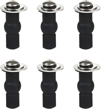 6 Pack Universal Toilet Seat Hinges Screw, Blind Hole fixings Expanding Rubber Top Fix Nuts Screws for Top Mounting Toilet Seat Hinges-3 Pairs (with One Expandable Ball)