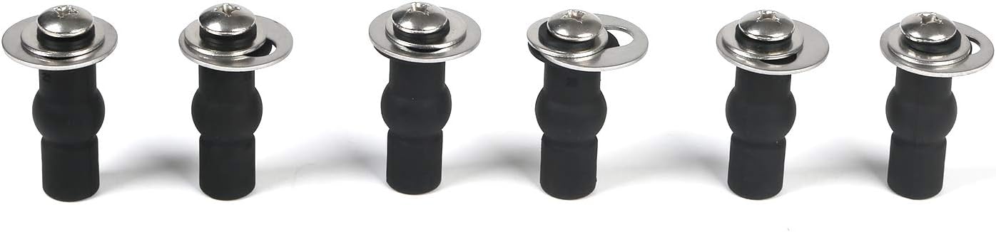 6 Pack Universal Toilet Seat Hinges Screw, Blind Hole fixings Expanding Rubber Top Fix Nuts Screws for Top Mounting Toilet Seat Hinges-3 Pairs (with One Expandable Ball)