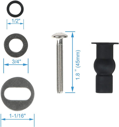 6 Pack Universal Toilet Seat Hinges Screw, Blind Hole fixings Expanding Rubber Top Fix Nuts Screws for Top Mounting Toilet Seat Hinges-3 Pairs (with One Expandable Ball)
