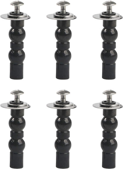 6 Pack Universal Toilet Seat Hinges Screw - Blind Hole Fixings Expanding Rubber Top Fix Nuts for Top Mounting - 3 Pairs With Two Expandable Ball