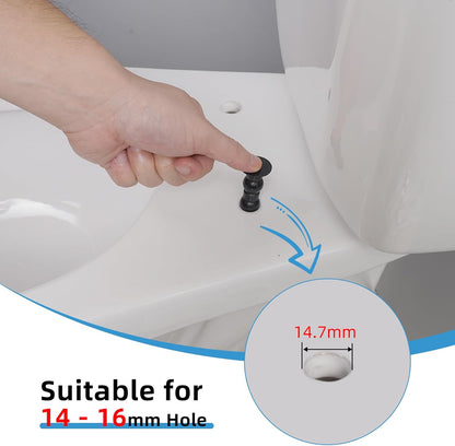 6 Pack Universal Toilet Seat Hinges Screw - Blind Hole Fixings Expanding Rubber Top Fix Nuts for Top Mounting - 3 Pairs With Two Expandable Ball