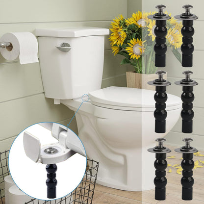 6 Pack Universal Toilet Seat Hinges Screw - Blind Hole Fixings Expanding Rubber Top Fix Nuts for Top Mounting - 3 Pairs With Two Expandable Ball