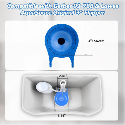 2 pcs Toilet Flapper Replacement, Compatible with Gerber 99-788 and Lowes AquaSouce Original 3" Flapper Replacement for 1.28 GPF Toilets (98923, 312795, 352027, 395280, 12293)-Water Saving.