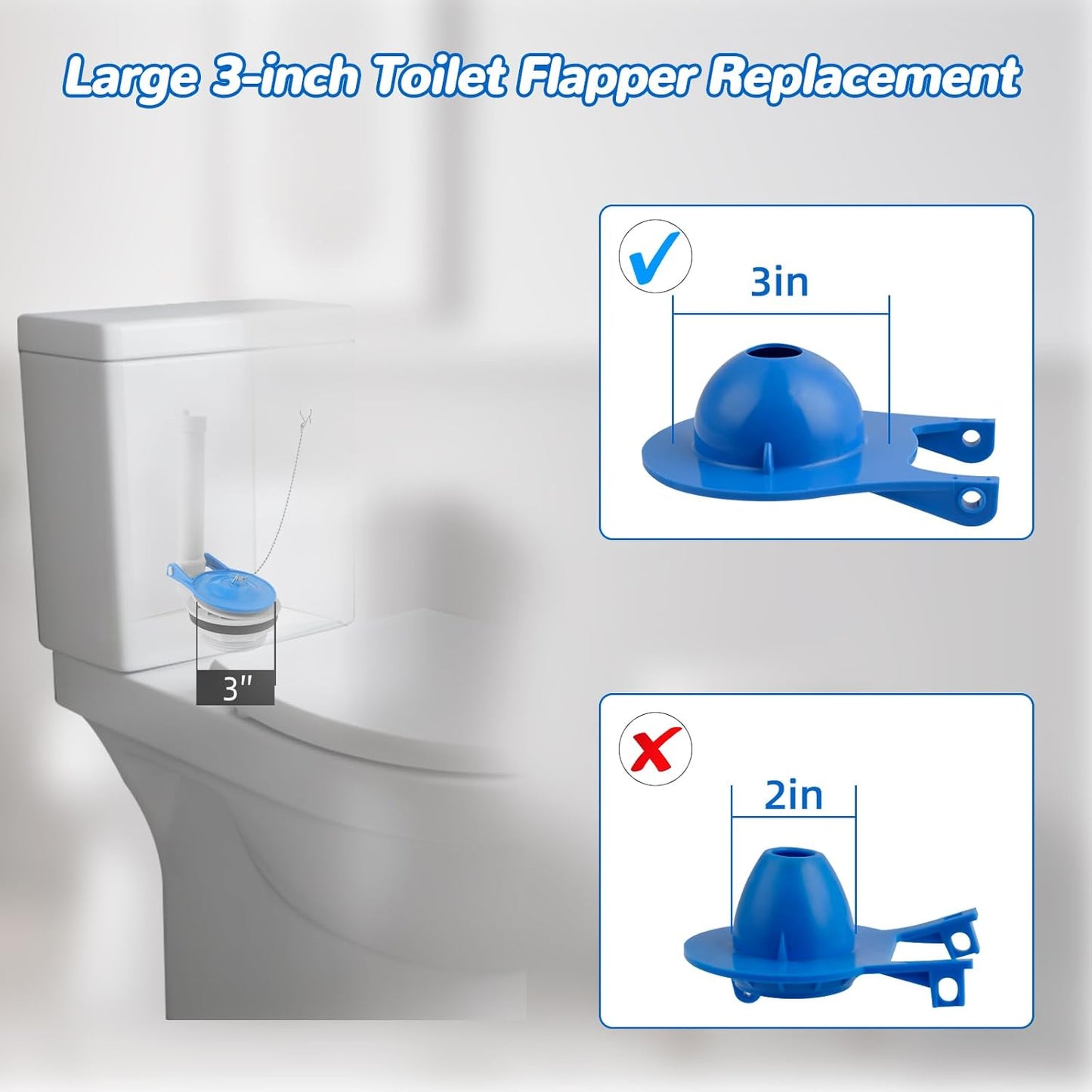 2 pcs Toilet Flapper Replacement, Compatible with Gerber 99-788 and Lowes AquaSouce Original 3" Flapper Replacement for 1.28 GPF Toilets (98923, 312795, 352027, 395280, 12293)-Water Saving.