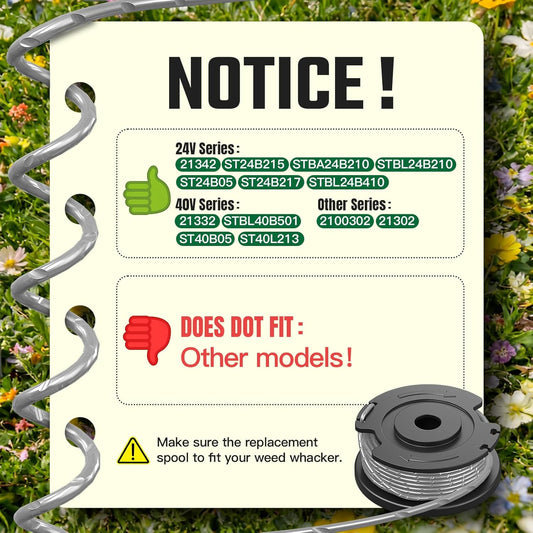 Trimmer String Spool Compatible with Greenworks, 0.065" 16Ft Single Line Auto-Feed String Trimmer Spools for Greenworks Weed Eater, Weed Wacker String Replacement Parts (3 Pack)