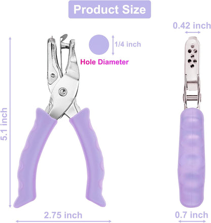 6 Pack Silicone Soda Can Cover Lids, Reusable Soda Can Lids + Single Hole Punch 1/4” Hole Puncher for Crafts Purple