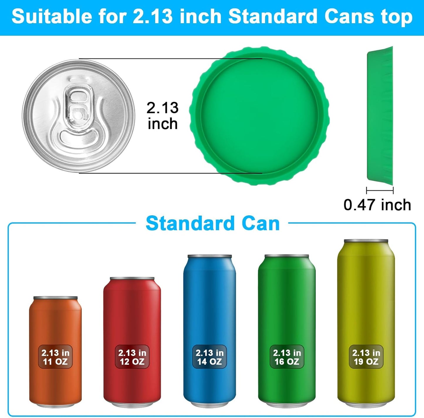 6 Pack Silicone Soda Can Cover Lids, Reusable Soda Can Lids Beer Can Covers + Upgraded Watt Meter, Watt Usage Meter Plug Home Energy Monitor Consumption
