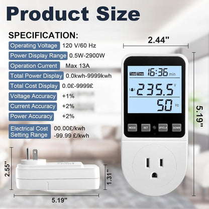 6 Pack Silicone Soda Can Cover Lids, Reusable Soda Can Lids Beer Can Covers + Upgraded Watt Meter, Watt Usage Meter Plug Home Energy Monitor Consumption