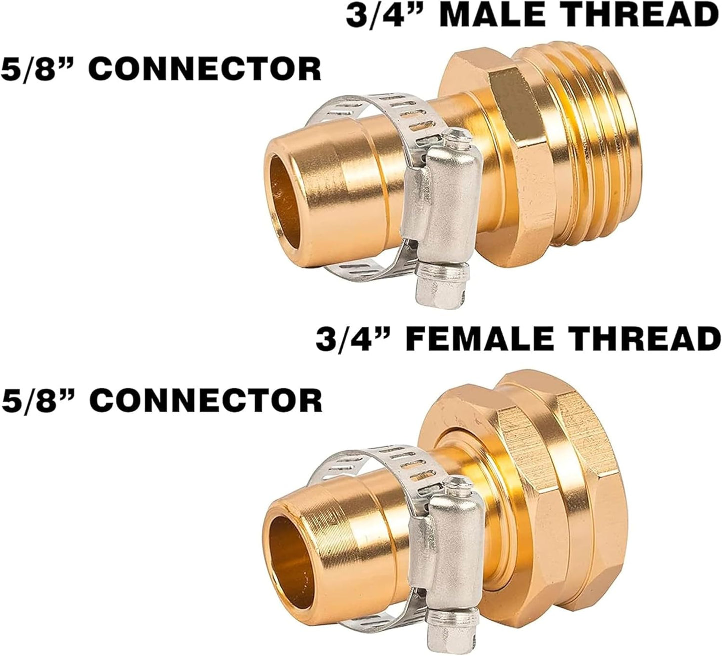 Garden Hose Repair Connector with Clamps, Fit for 3/4" or 5/8" Garden Hose Fitting, 4 Set