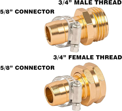 Garden Hose Repair Connector with Clamps, Fit for 3/4" or 5/8" Garden Hose Fitting, 4 Set