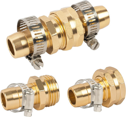 Garden Hose Repair Connector with Clamps, Fit for 3/4" or 5/8" Garden Hose Fitting, 4 Set