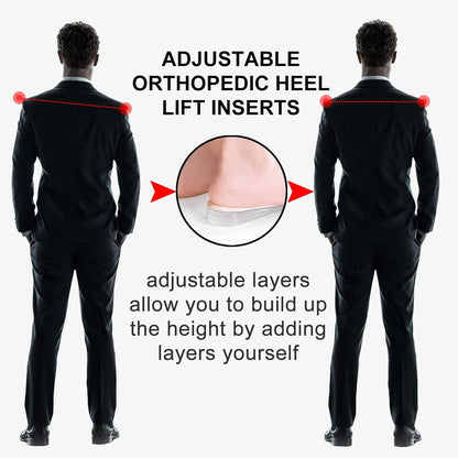 Adjustable Heel Lift Inserts 2 Pack Soft Silicone Height Increase Insoles Heel Lifts for Shoes 1/4" to 1" - 4 Layers