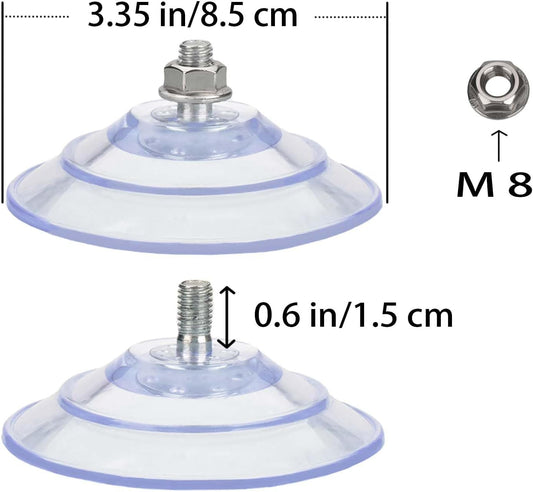 Upgraded Large Suction Cup with Screws 3.4"/85mm Plastic Suction Pads 4 Pack Clear PVC Sucker Pads with M8 Screw Nut Extra Strong Adhesive Glass Suction Holder