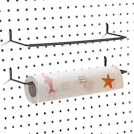 2 Pack Pegboard Towel Holder Pegboard Hooks for Paper Towels, Kitchen Towels, Stickers, Tapes Great Peg Board Organizer Accessories for Workshop, Garage, Kitchen.