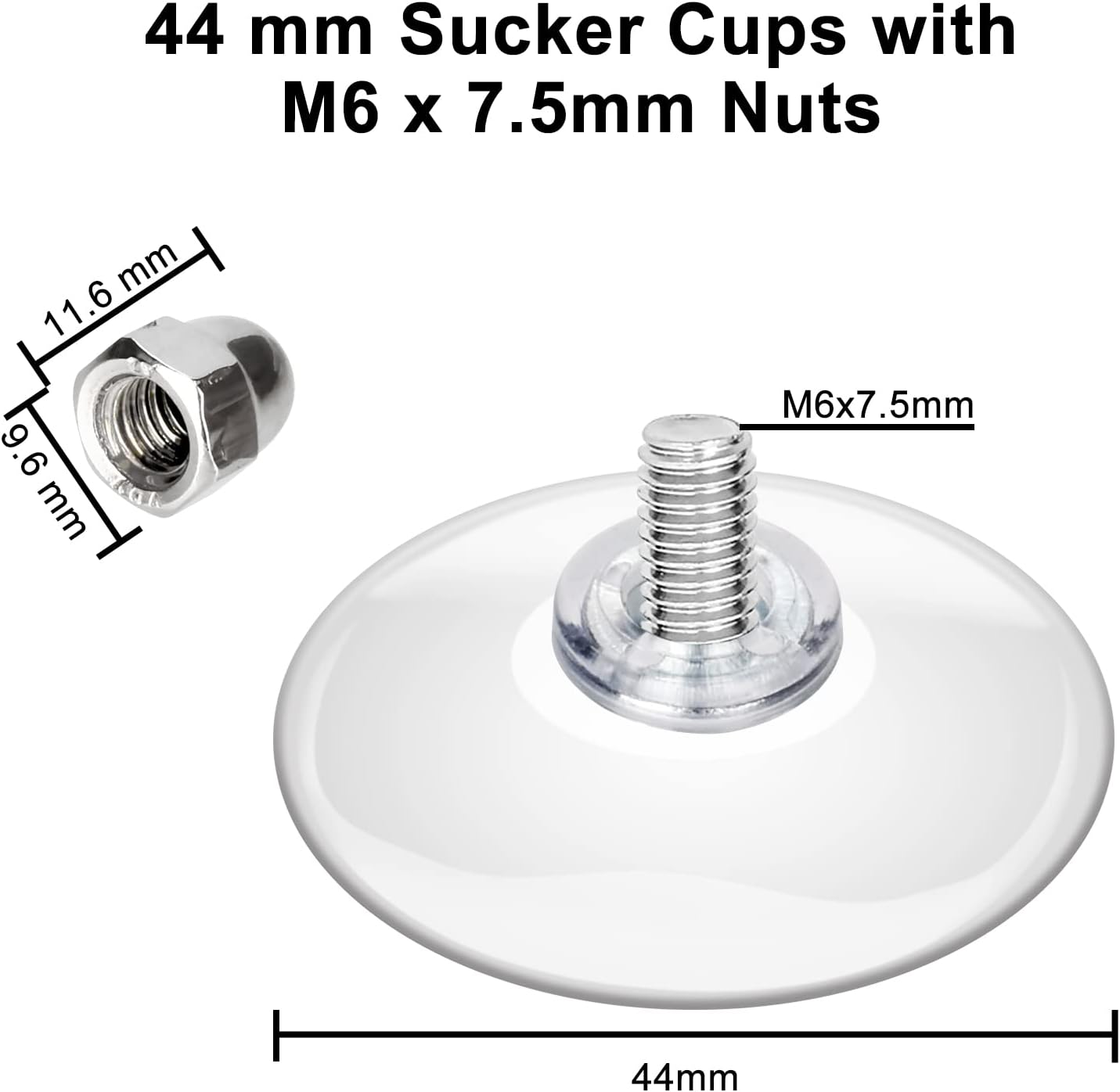 Storage Hook - 12 Pack Suction Cups with Screws, Extra Strong Adhesive, Rust Resistant, for Glass, Wall, Door, Bathroom, Kitchen, Outdoor, 1.7" Diameter, 5 lbs Weight Capacity