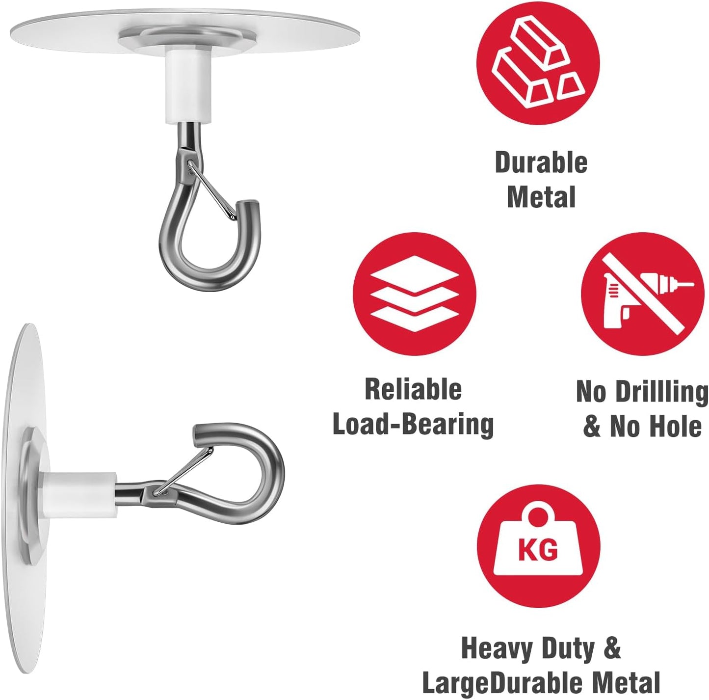 12 Pcs No Hole Adhesive Ceiling Hooks No Drill Ceiling Hanging Hook for Hanging Light Plants Lanterns Wind Chime Hanger Sticky Eye Hooks for Baby Mobile Curtain