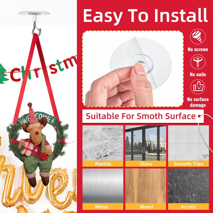 12 Pcs No Hole Adhesive Ceiling Hooks No Drill Ceiling Hanging Hook for Hanging Light Plants Lanterns Wind Chime Hanger Sticky Eye Hooks for Baby Mobile Curtain