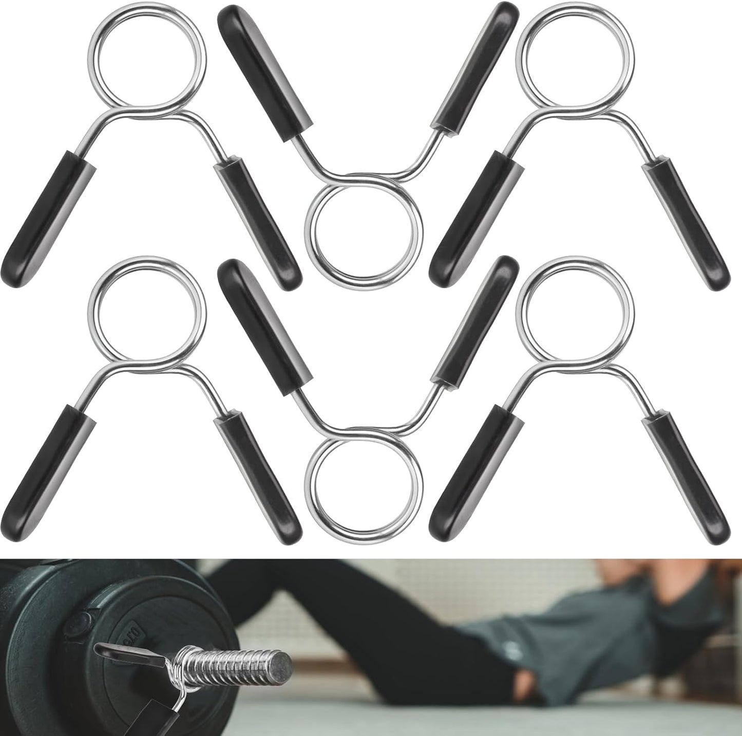 Spring Clip Collars 1 Inch Olympic Barbell Clamps Dumbbell Clips Weight Bar Clips for Weightlifting, Powerlifting, Strength Training.