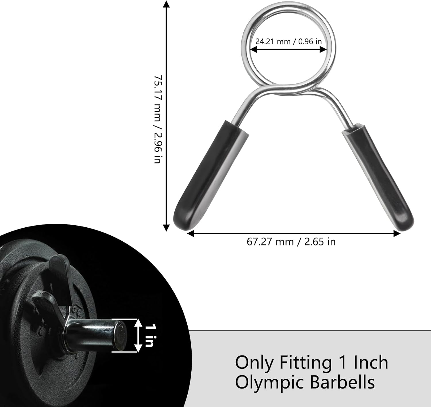 Spring Clip Collars 1 Inch Olympic Barbell Clamps Dumbbell Clips Weight Bar Clips for Weightlifting, Powerlifting, Strength Training.