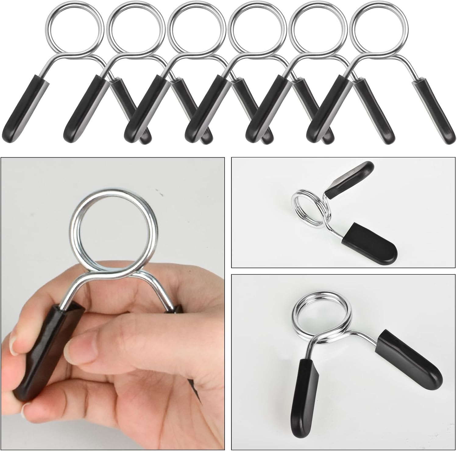 Spring Clip Collars 1 Inch Olympic Barbell Clamps Dumbbell Clips Weight Bar Clips for Weightlifting, Powerlifting, Strength Training.
