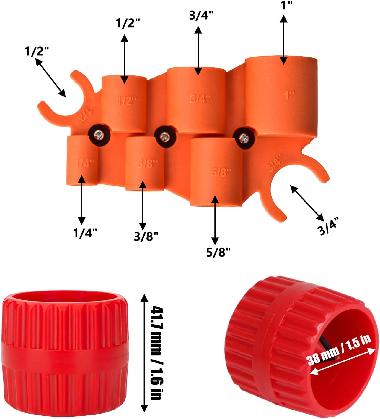 1/4 Inch to 1 Depth Gauge and Pipe Deburring Tool Kit 2 Pack Inner-Outer Reamer Pipe Tubing Chamfer Tool Copper Reamer for PVC, PPR, Copper, Brass, Aluminum Pipe
