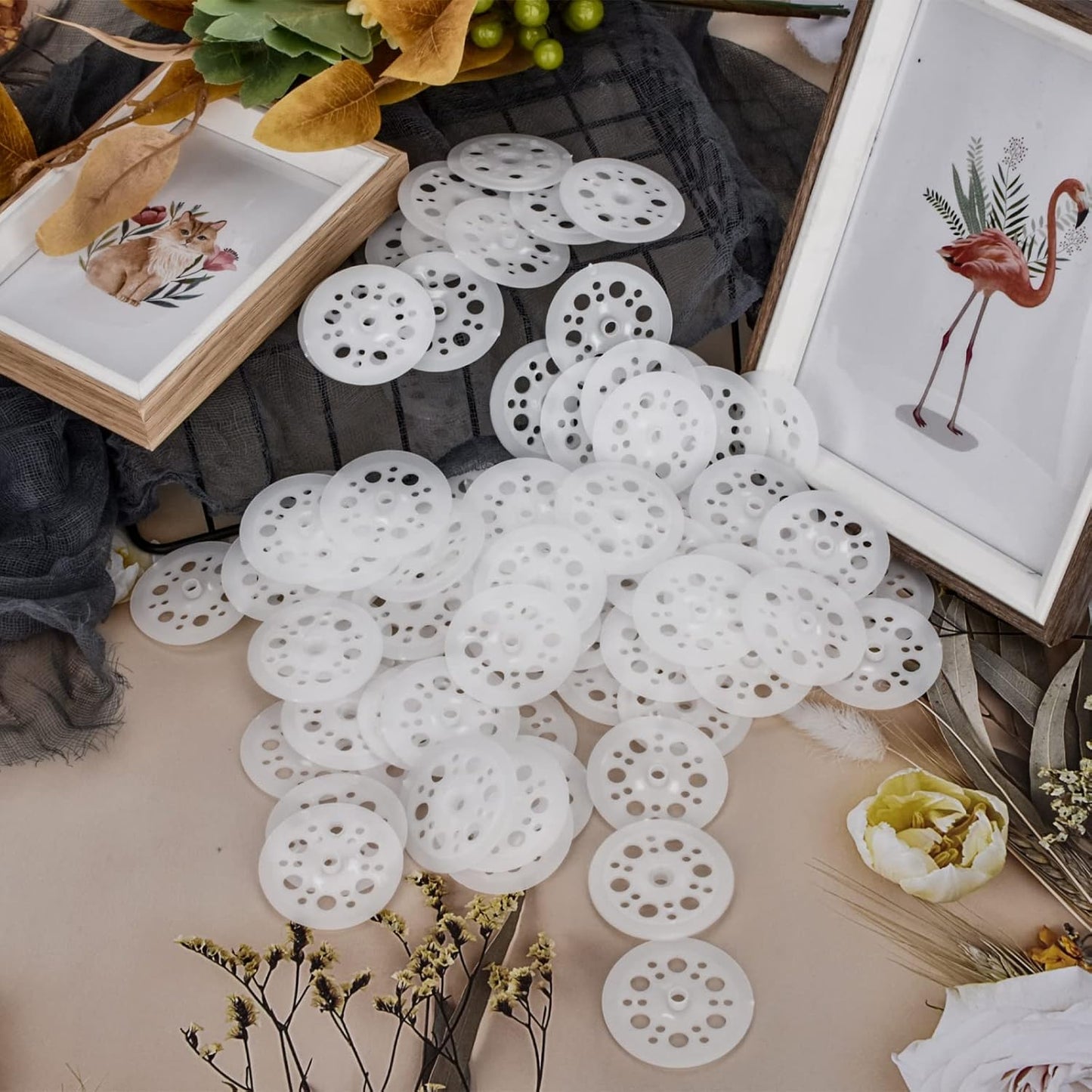 45mm Polypropylene Washers - 100 Pcs Load Spreading Foam Board Washers