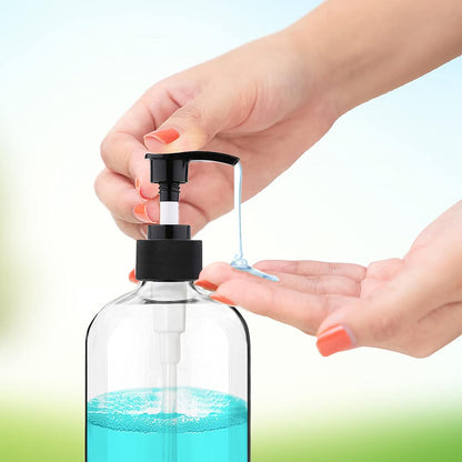 Empty Plastic Pump Bottles Dispenser 4 Pack 16oz/500ml Portable Clear BPA-Free Cylinder Shampoo Loti Hand Pump Bottle Durable Refillable Ctainers