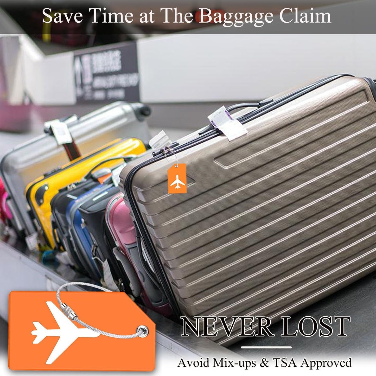 Mini Jewelry Travel Case and 7 Pack Silice Luggage Tag Travel Suitcase Tags with Name ID Card