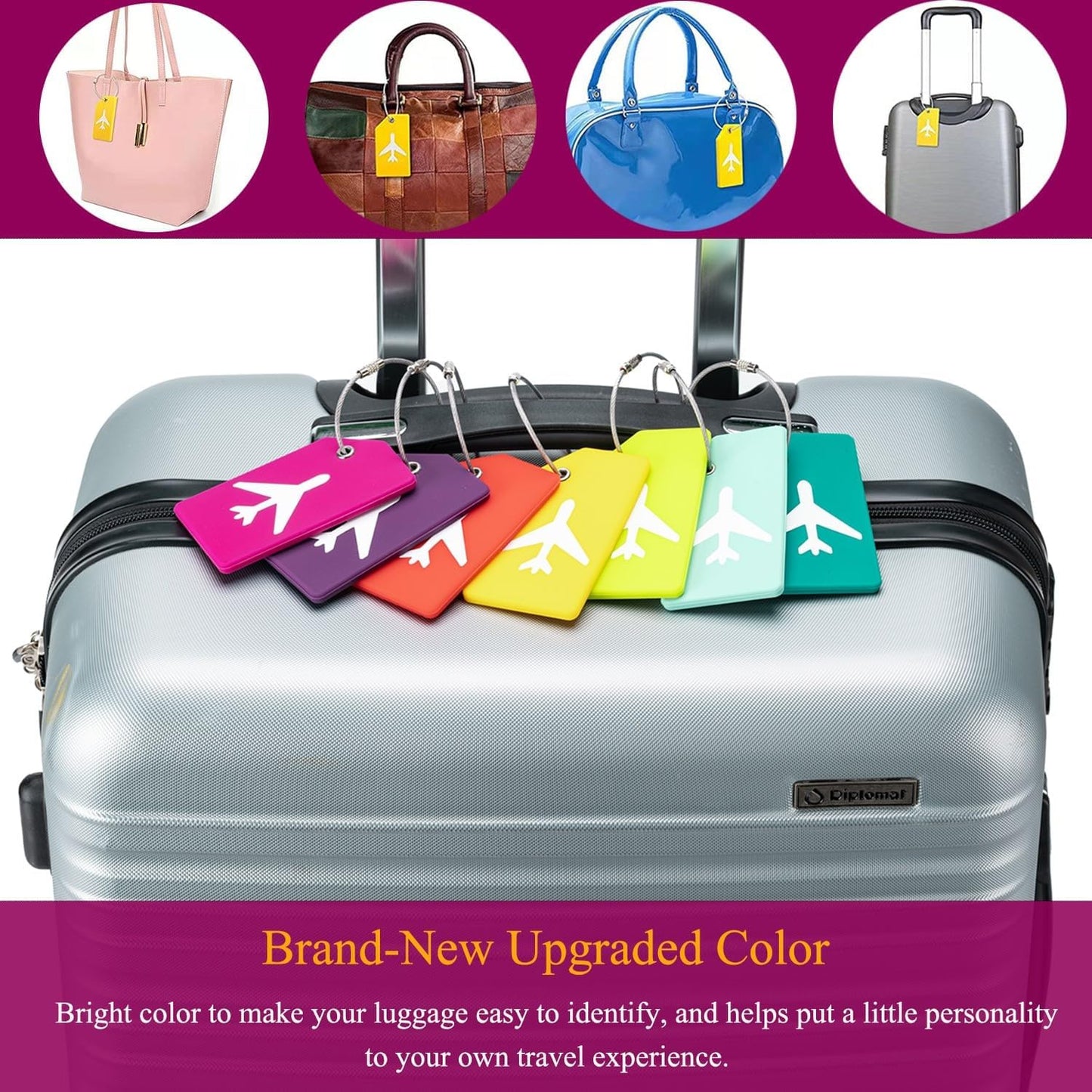 Mini Jewelry Travel Case and 7 Pack Silice Luggage Tag Travel Suitcase Tags with Name ID Card