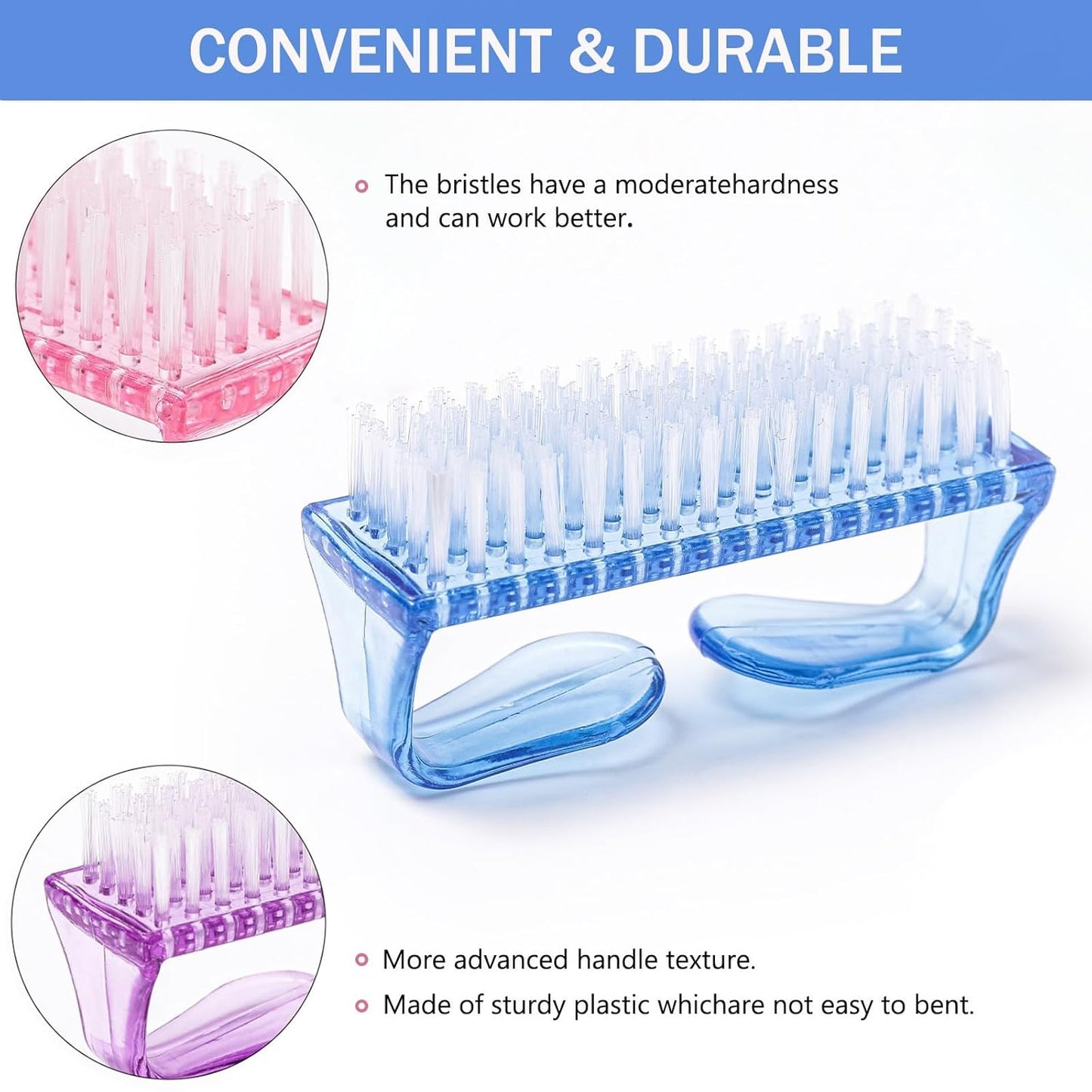 4PCS Wide Tooth Detangling Comb, Large Hair Styling Comb for Curly, Hand Fingernail Scrub Cleaning Brushes for Toes and Nails Cleaner
