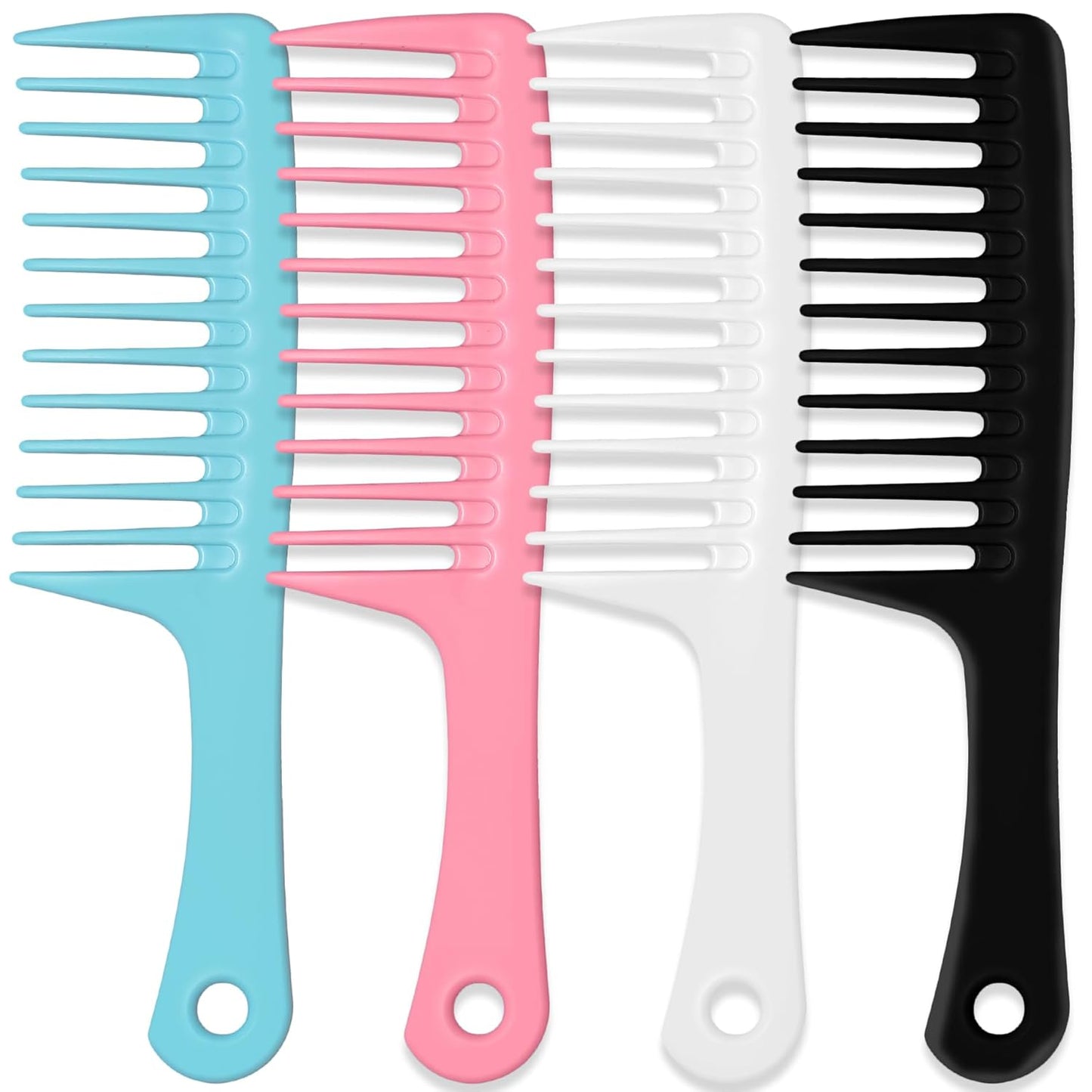 4PCS Wide Tooth Detangling Comb, Large Hair Styling Comb for Curly, Hand Fingernail Scrub Cleaning Brushes for Toes and Nails Cleaner