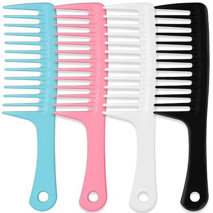 4PCS Wide Tooth Detangling Comb, Large Hair Styling Comb for Curly, Hand Fingernail Scrub Cleaning Brushes for Toes and Nails Cleaner