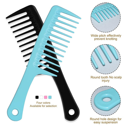 4PCS Wide Tooth Detangling Comb, Large Hair Styling Comb for Curly, Hand Fingernail Scrub Cleaning Brushes for Toes and Nails Cleaner