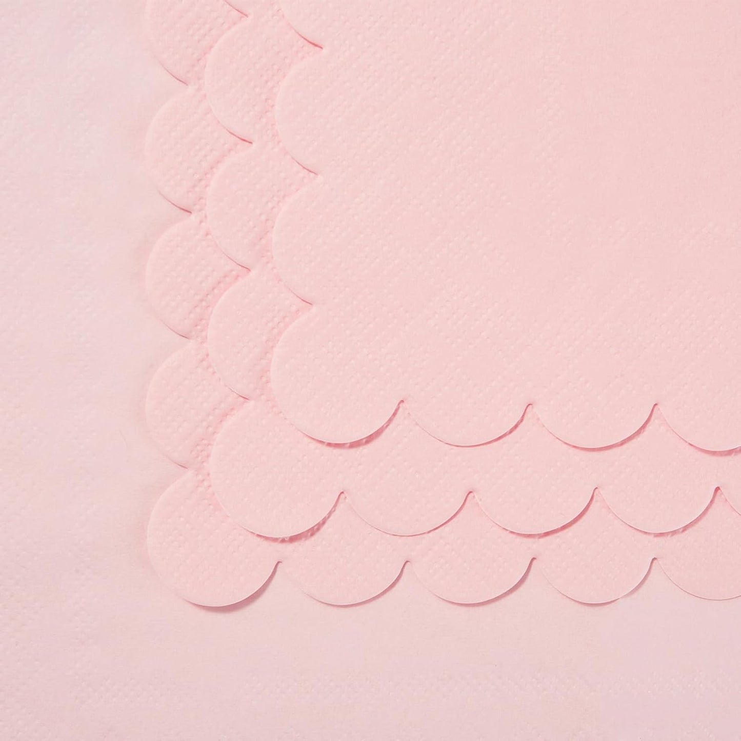 100 Pack Cocktail Napkin 2-Ply Scalloped Edged Dessert Napkins Folded 5 x 5 Inches Disposable Napkins for Dinner Wedding Birthday Party Bridal Anniversary Recepti Event (Pink)